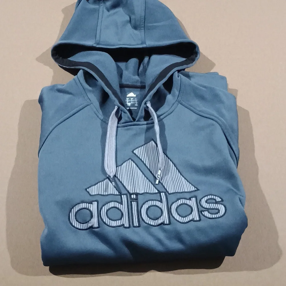 Adidas Men's Steel Blue Gray Hoodie